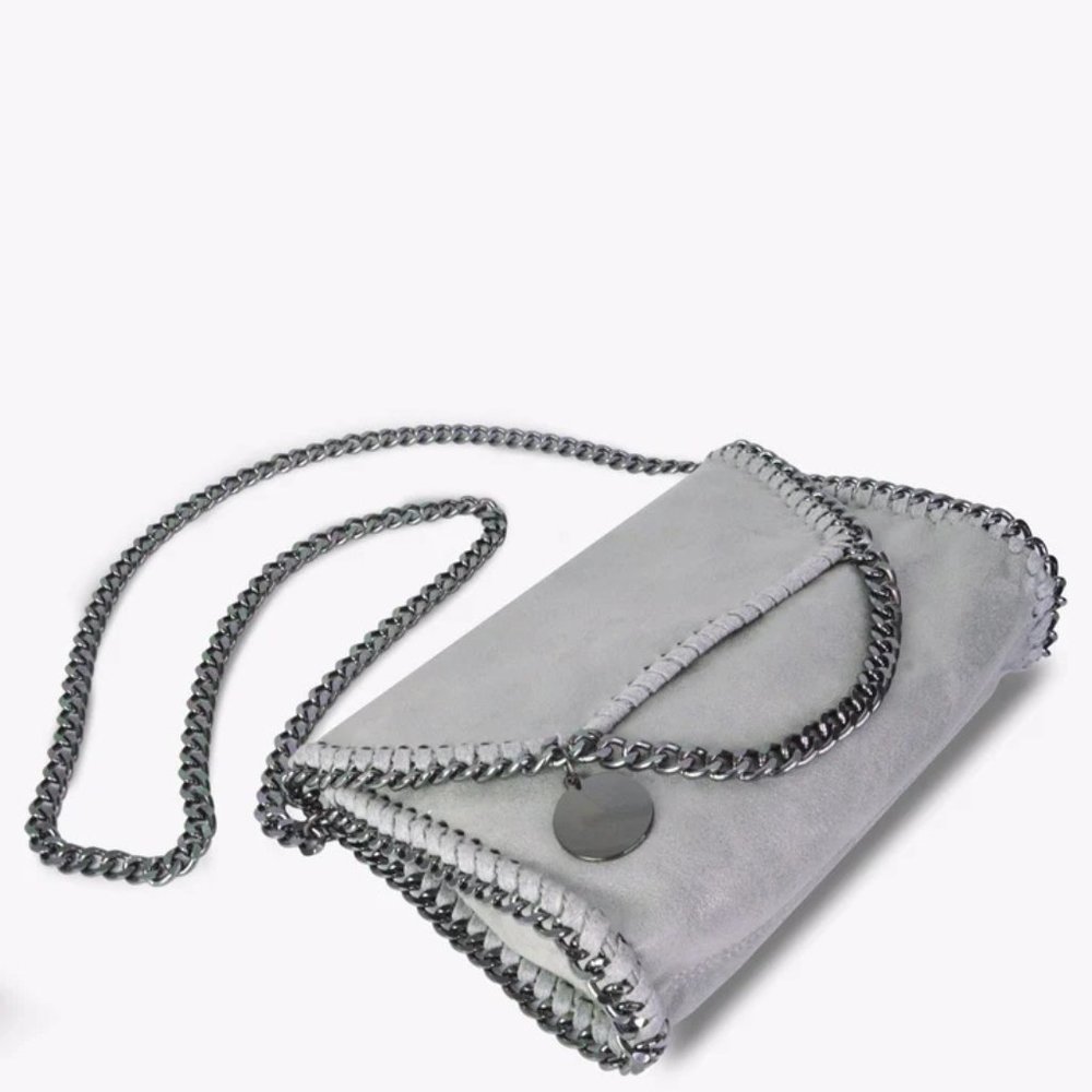 Women's Grey Handbag Soft PU Leather Crossbody bag - Faux Stella McCartney Bag - Picture 4 of 4